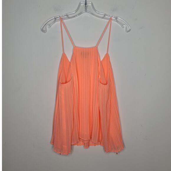 Topshop orange coral strappy pleated tank top - 6 - Picture 4 of 5